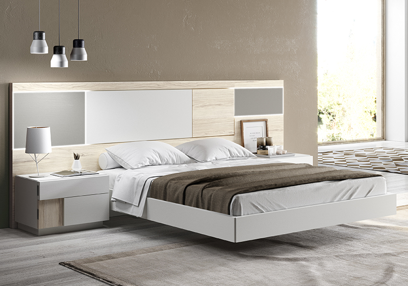 juego de habitacion moderna con cama color blanco