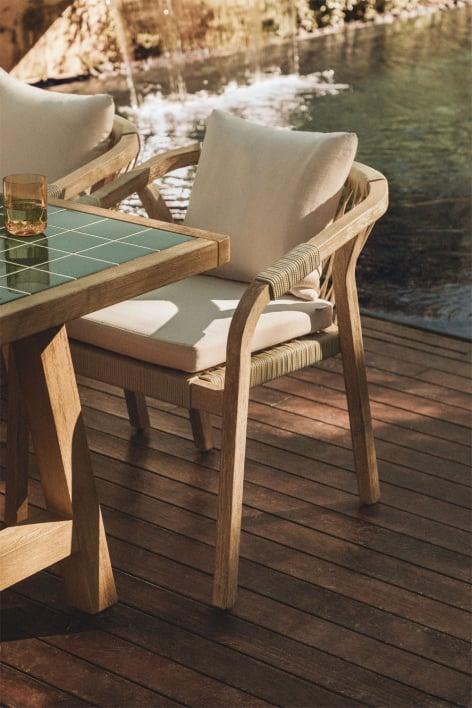 Silla de jardín con reposabrazos en madera de acacia Dubai